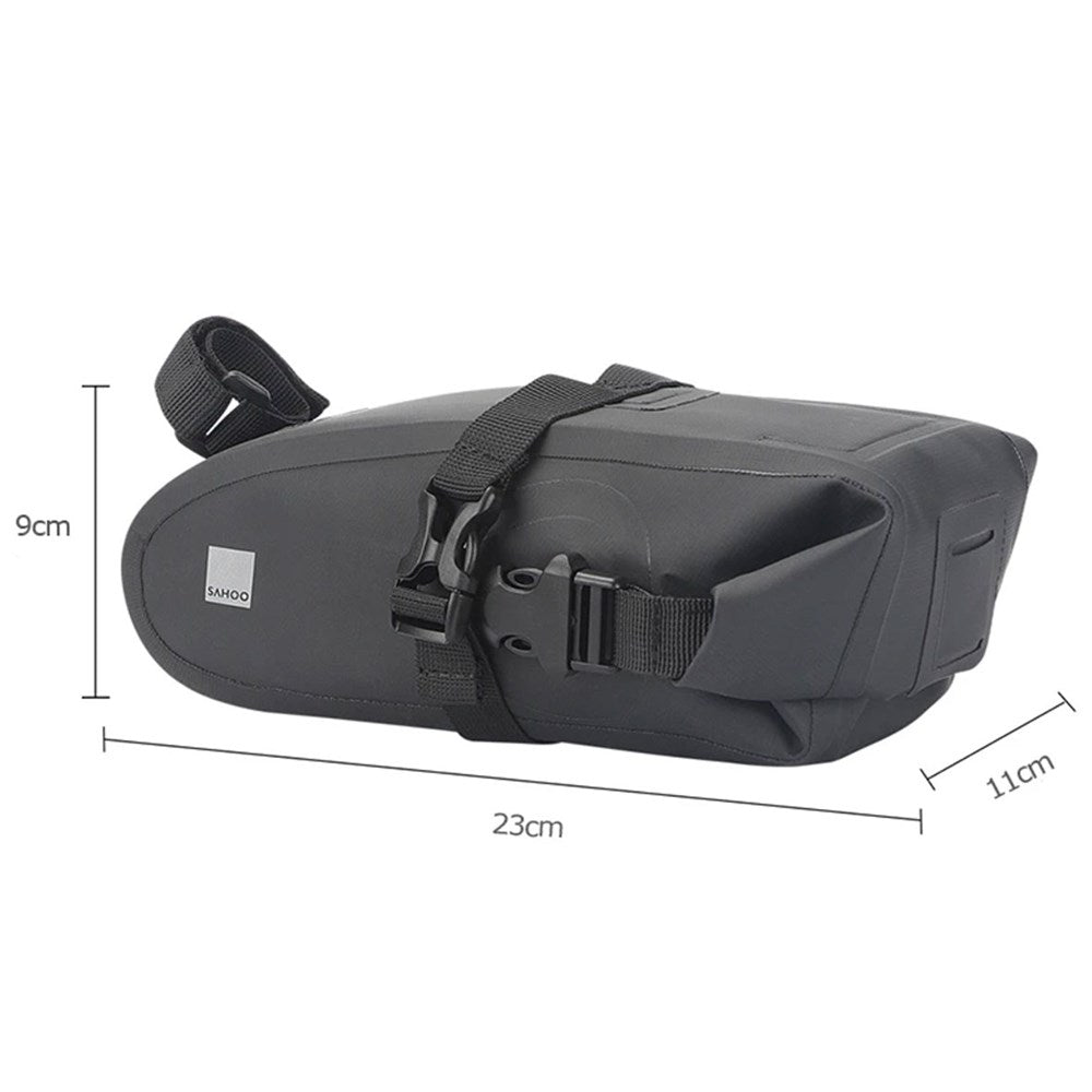 SAHOO Saddlebag - Large 23x11x9cm 1 Litre - Waterproof - Reflective Logo & Light Strap