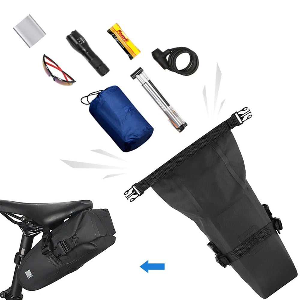 SAHOO Saddlebag - Large 23x11x9cm 1 Litre - Waterproof - Reflective Logo & Light Strap