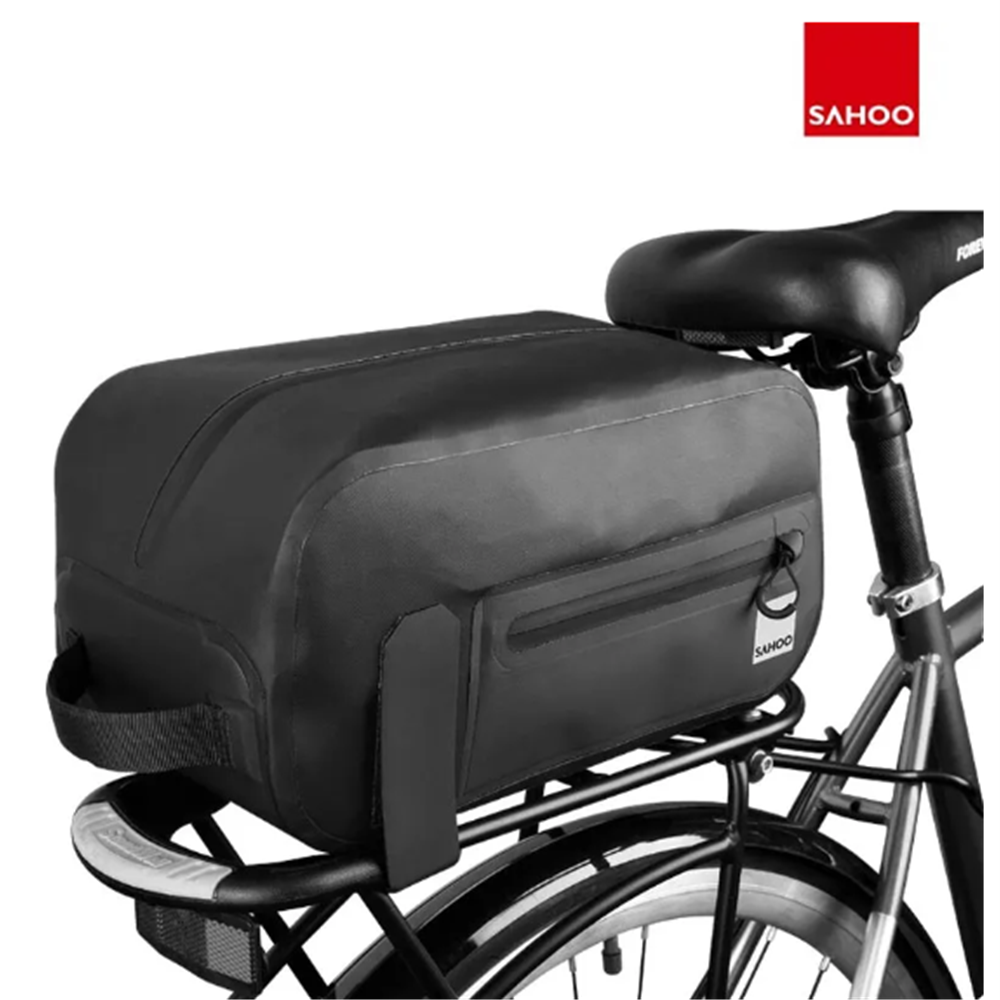 SAHOO Top Pannier Rack Bike Trunk Bag - Waterproof 34x15x17cm 7L - 3 Pockets - Hook Straps