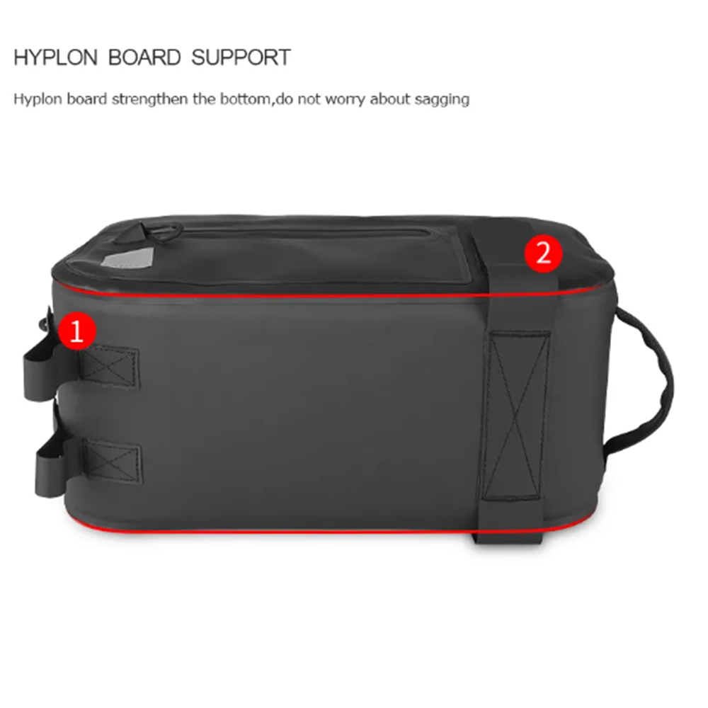 SAHOO Top Pannier Rack Bike Trunk Bag - Waterproof 34x15x17cm 7L - 3 Pockets - Hook Straps