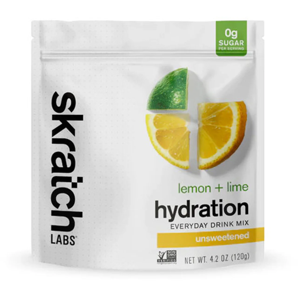SkratchLabs Unsweetened Hydration Drink Mix - Lemon & Lime - 30 Serving Resealable Bag 120g