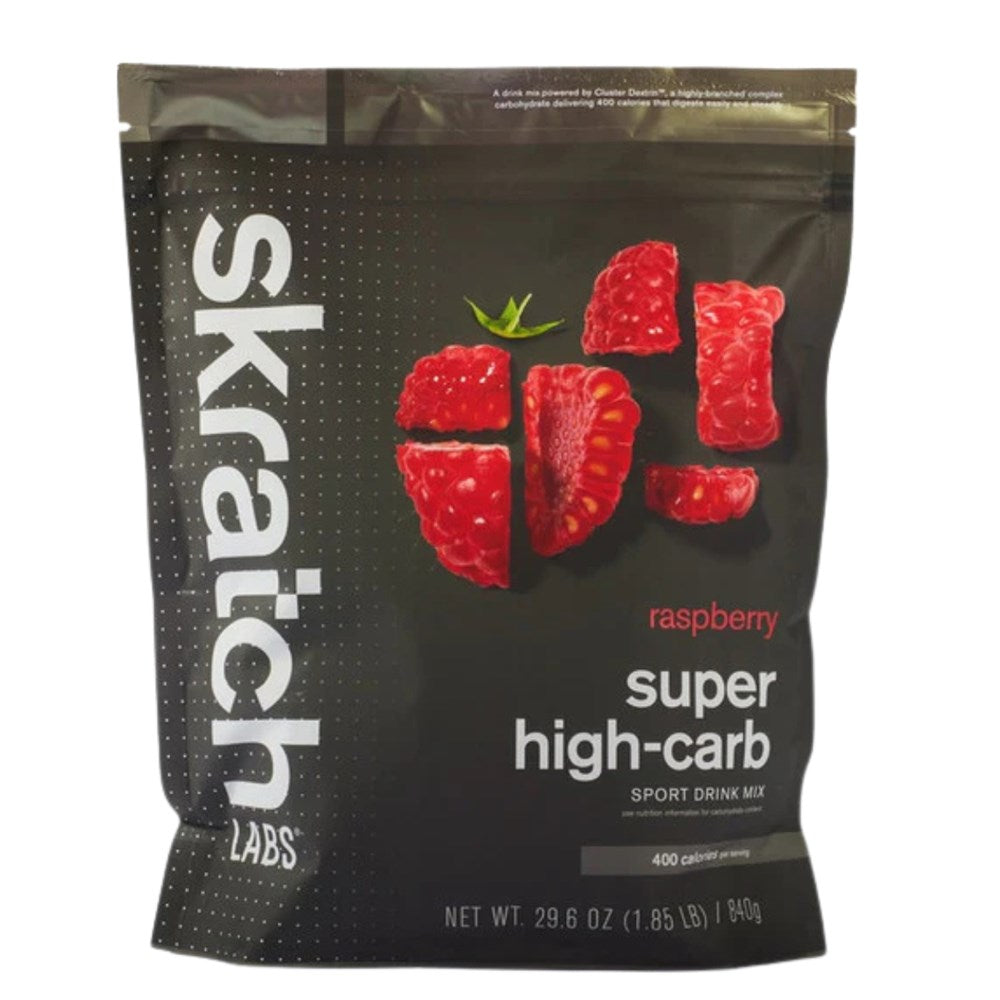 SkratchLabs Super High Carb Sport Drink Mix - Raspberry - 840g - 8 Serving Resealable Pouch