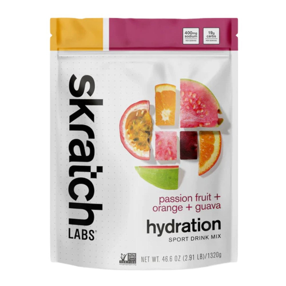SkratchLabs Hydration Sports Drink Mix - Passionfruit, Orange & Guava - 60 Serving Resealable Bag - 1320g