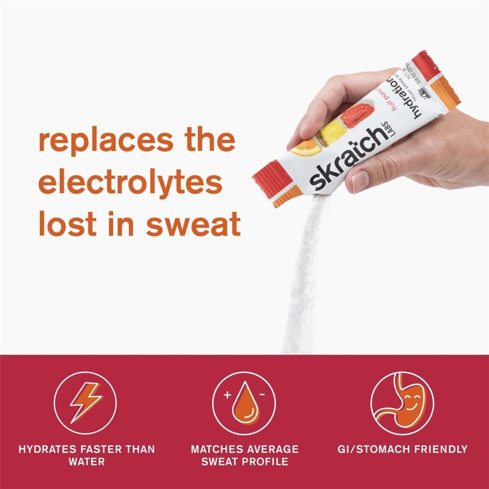 SkratchLabs Hydration Sports Drink Mix - Fruit Punch - Single Serving 20 Pack - 22g Each