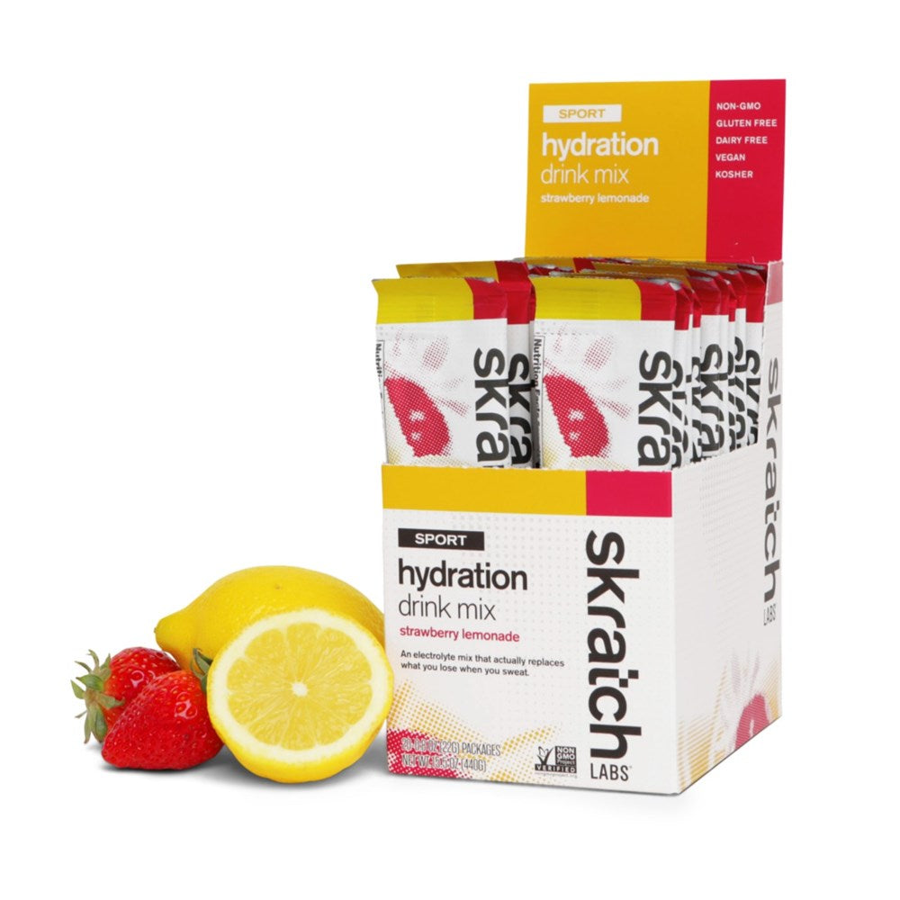 SkratchLabs Hydration Sports Drink Mix - Strawberry Lemonade - Single Serving 20 Pack