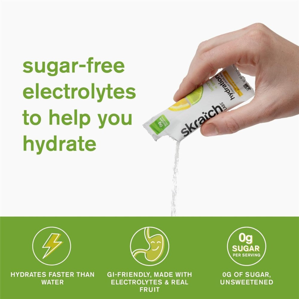 SkratchLabs Unsweetened Hydration Drink Mix - Lemon & Lime - Single Serving 20 Pack