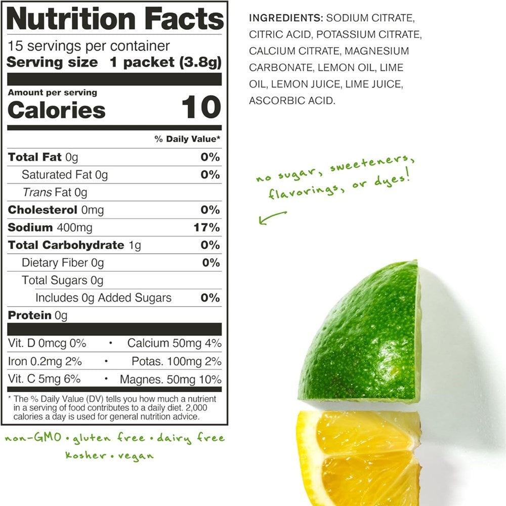 SkratchLabs Unsweetened Hydration Drink Mix - Lemon & Lime - Single Serving 20 Pack
