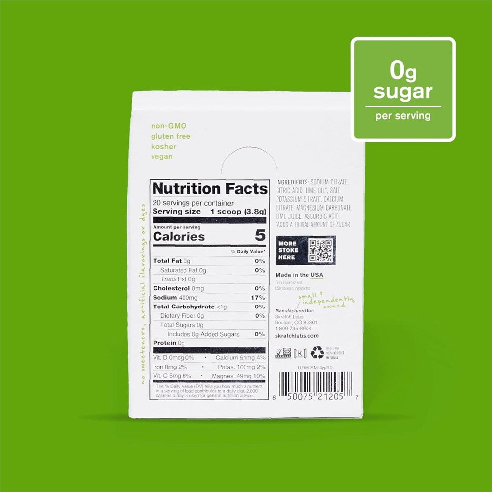 SkratchLabs Unsweetened Hydration Drink Mix - Salted Margarita - Single Serving 20 Pack