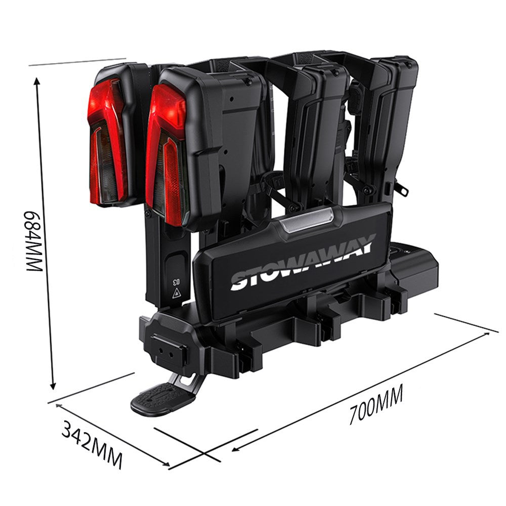STOWAWAY E-Glide Pro 2 Platform Car Rack E-Bike Carrier - Tow Ball Mount - 2 Bikes