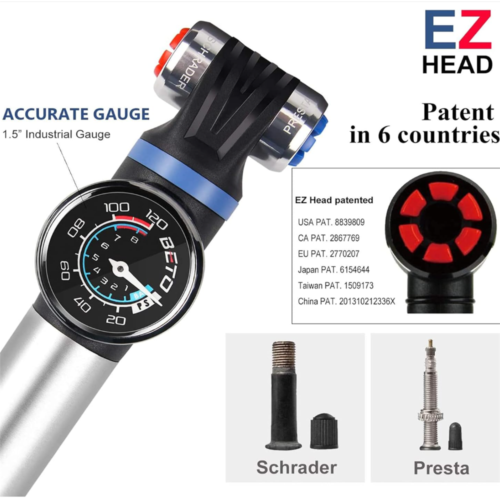 BETO  Alloy MTB Pump w/gauge
