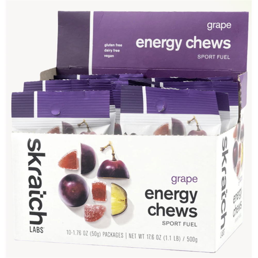 SkratchLabs Energy Chews Sport Fuel - Grape - Single Serving 10 Pack