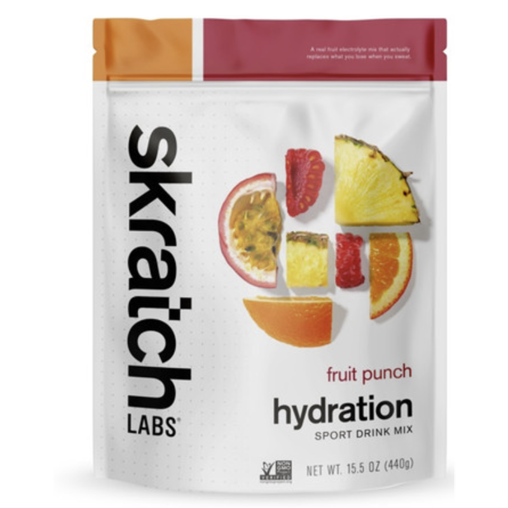SkratchLabs Hydration Sports Drink Mix - Fruit Punch - 20 Serving Resealable Bag - 440g