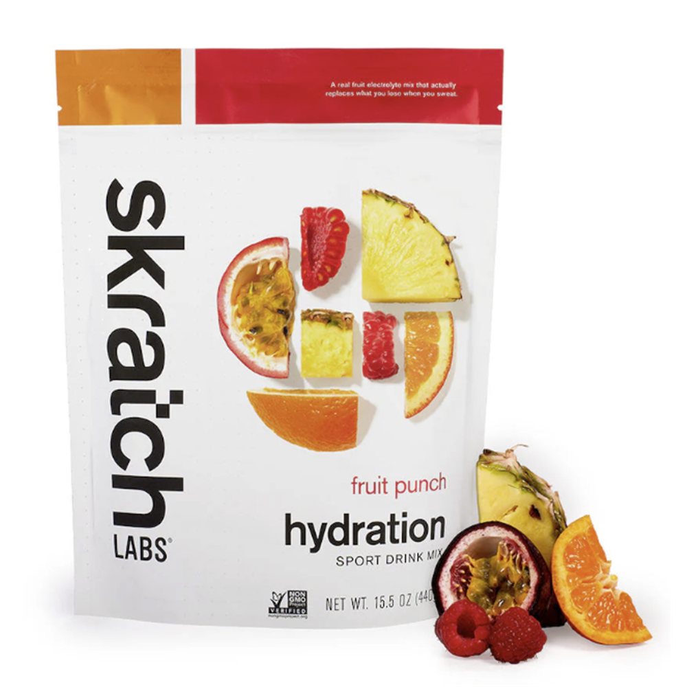 SkratchLabs Hydration Sports Drink Mix - Fruit Punch - 20 Serving Resealable Bag - 440g