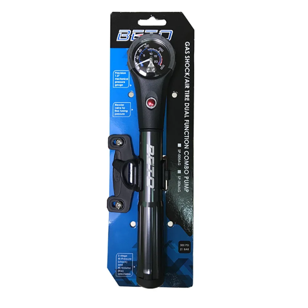 Beto Gas Shock / Air Pump -  Dual Function Combo Pump  - Up to 300 psi - CNC Machined - 1.5inch Gauge