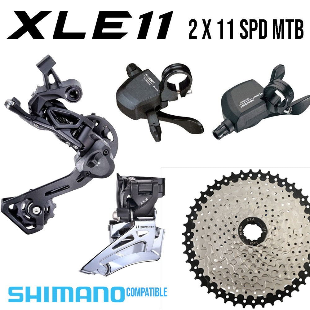 MSHIFT Groupset XLE 2x11 -  Rear Deraillieur M665L 1/2x11  Clutch Long Cage 11-46T - 2x11 Speed M851 Shifters - Front Derailleur M622 Clamp - Cassette 11 Speed 11-46T - HG Driver