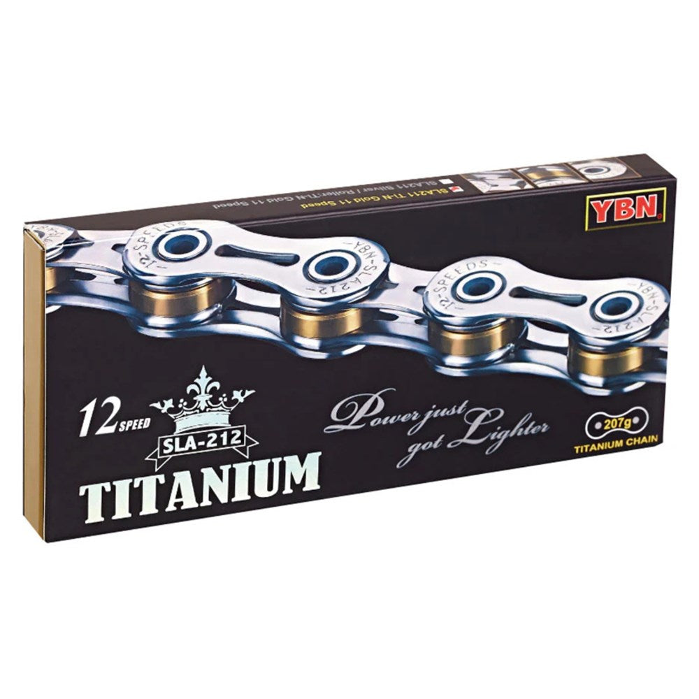 YABAN Chain - 12 Speed - Titanium SLA212 - 1/2 X 11/128 X 126L - Hollow Pin & Plate - Silver/Grey - 230G