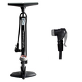 QBP Floor Pump - Air Attack - Steel Barrel - Plastic Base - Twin Head Valve - 120 Psi