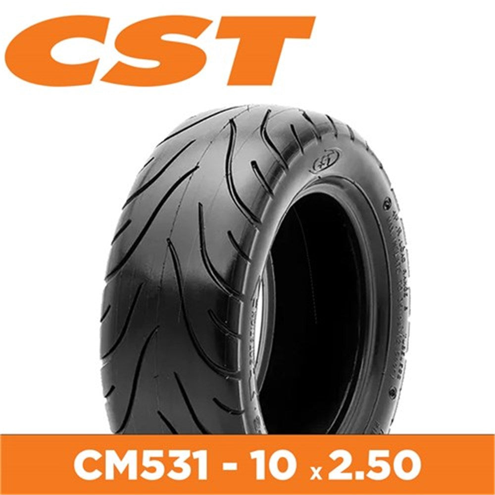 CST Tyre E-Scooter - 10 x 2.50 - Rim Size 6.00x1.65 - Sectional Width 63mm - Tubeless - 100kg Load Rating - C531