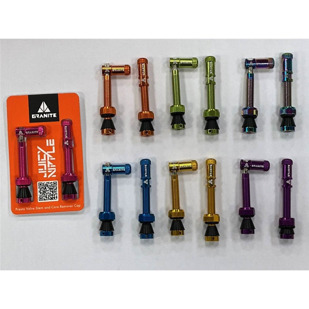 GRANITE JUICY - Valve stem with Juicy valve cap 44mm - 2PC - Orange