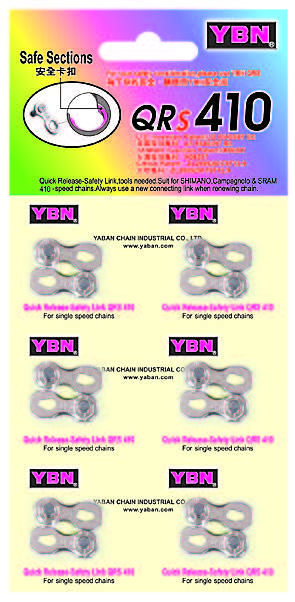 YABAN Chain Link - 1/2 x 1/8 Single Speed BMX 410 - 6 Piece Card