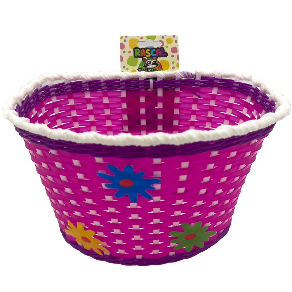 RASCAL Kids Large Front Basket 270x200x170mm -  Pink with flowers