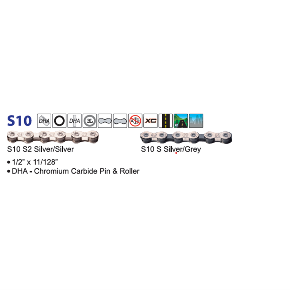 YABAN Chain - 10 Speed - 1/2 x 11/128 - 5.9mm - Silver/Grey