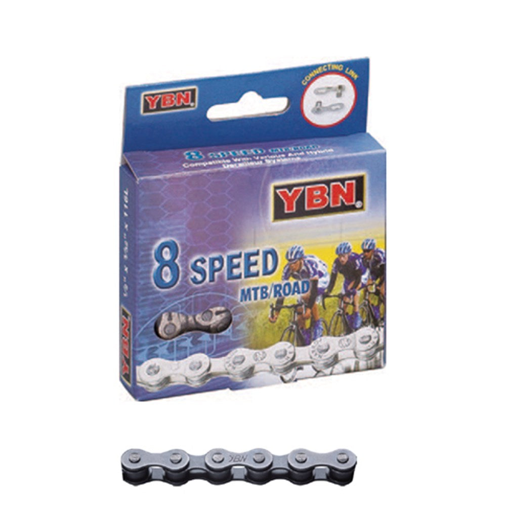 YABAN Chain - 8 Speed - 1/2 X 3/32 X 116L - Solid Pin & Plate - 7.3mm - Grey/Grey